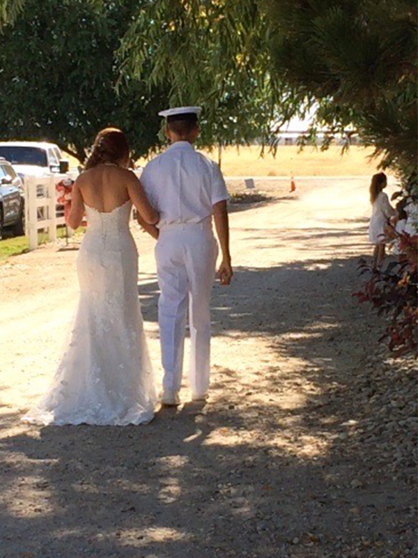 Military wedding couple getting married at SunflowerLane in Nampa, Id
