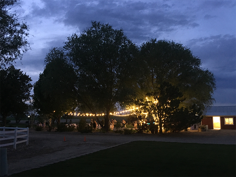 Outdoor weddings and receptions at night well lit