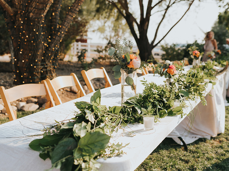 Bridal party table setting at Wedding Reception