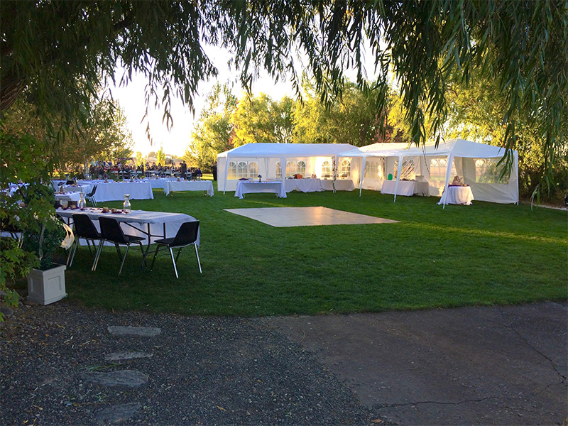 Setting up for the outdoor reception
