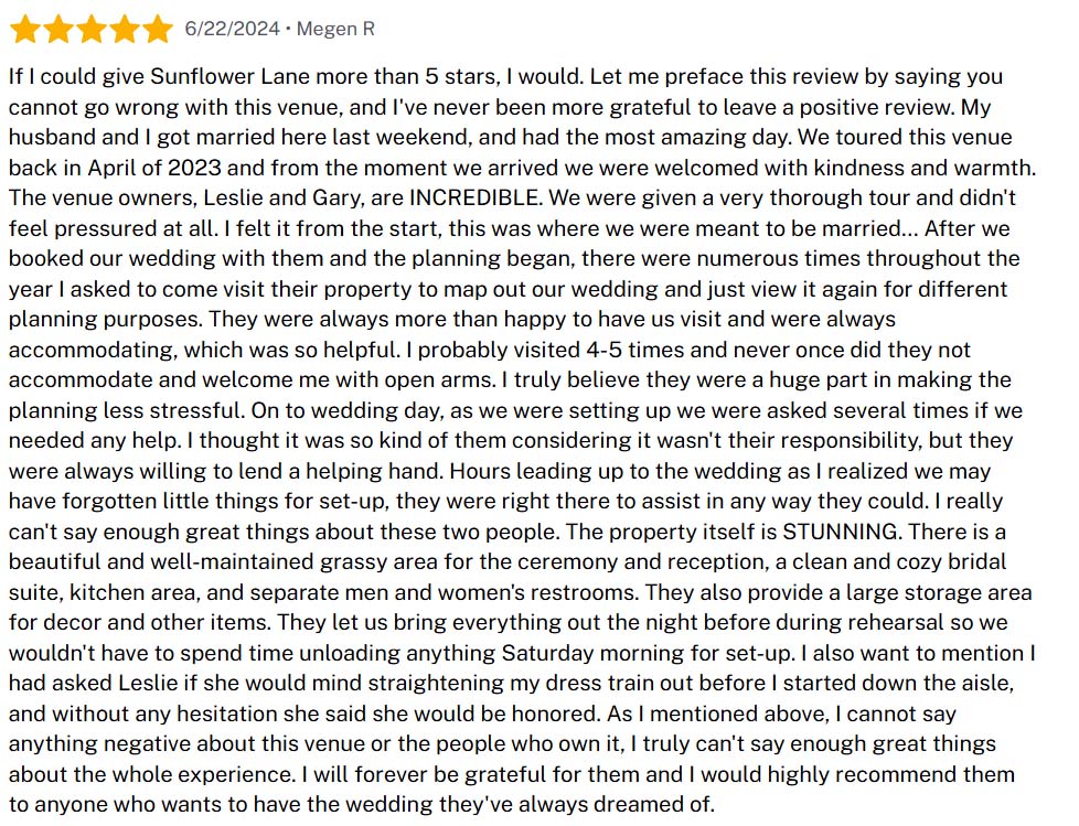 wedding testimonial